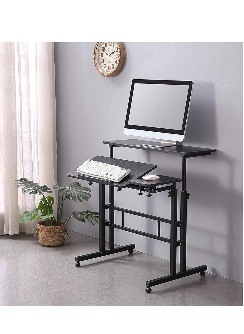Generic - Mobile Standing Desk, Height Adjustable Sit Stand Mobile Laptop Computer Tablet, Home Office Desk with Wheels for Computer Workstation, stand table - Image 1