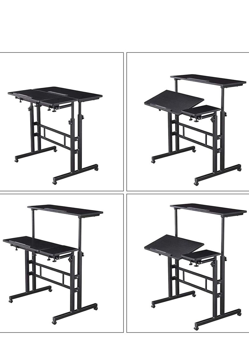 Generic - Mobile Standing Desk, Height Adjustable Sit Stand Mobile Laptop Computer Tablet, Home Office Desk with Wheels for Computer Workstation, stand table - Image 1