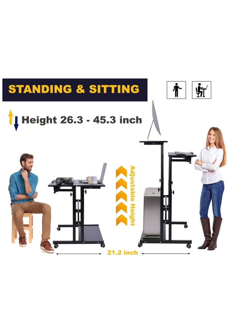 Generic - Mobile Standing Desk, Height Adjustable Sit Stand Mobile Laptop Computer Tablet, Home Office Desk with Wheels for Computer Workstation, stand table - Image 1