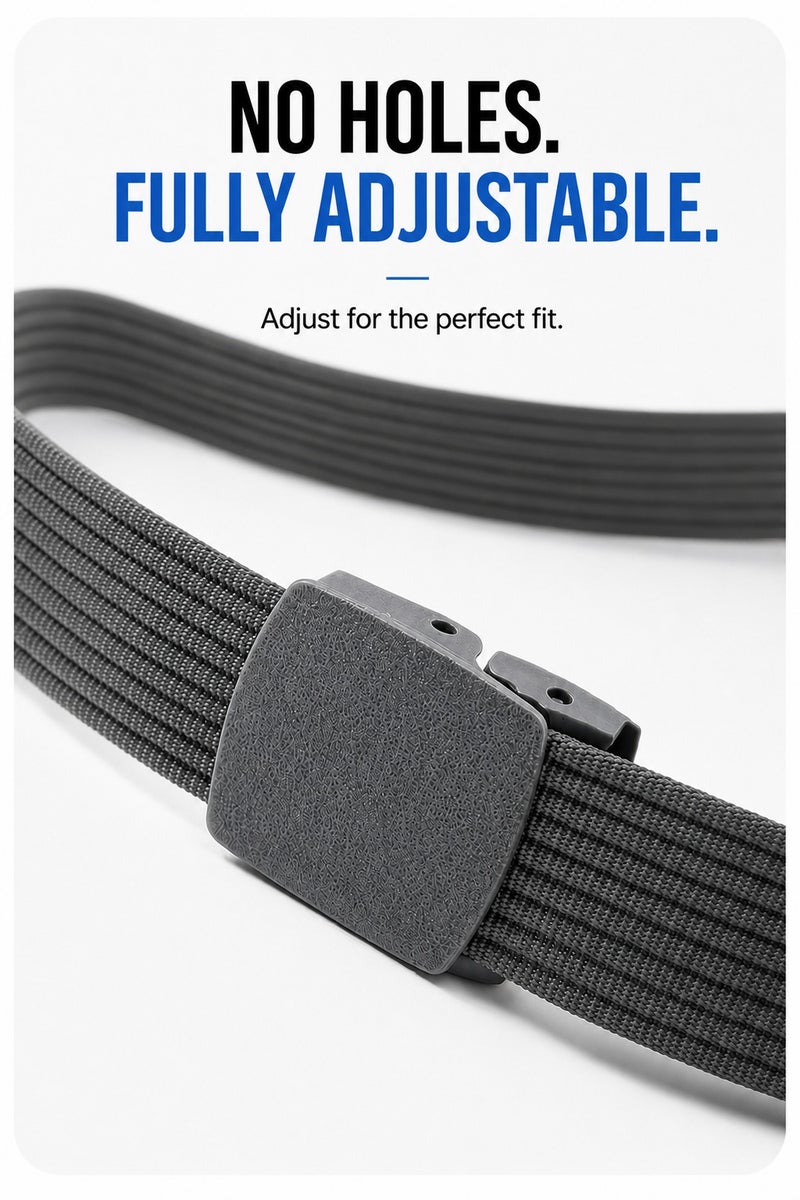 HASTE Nylon Woven Belt - Metal Free Plastic Buckle 3.8cm - 120cm - Grey - Image 2