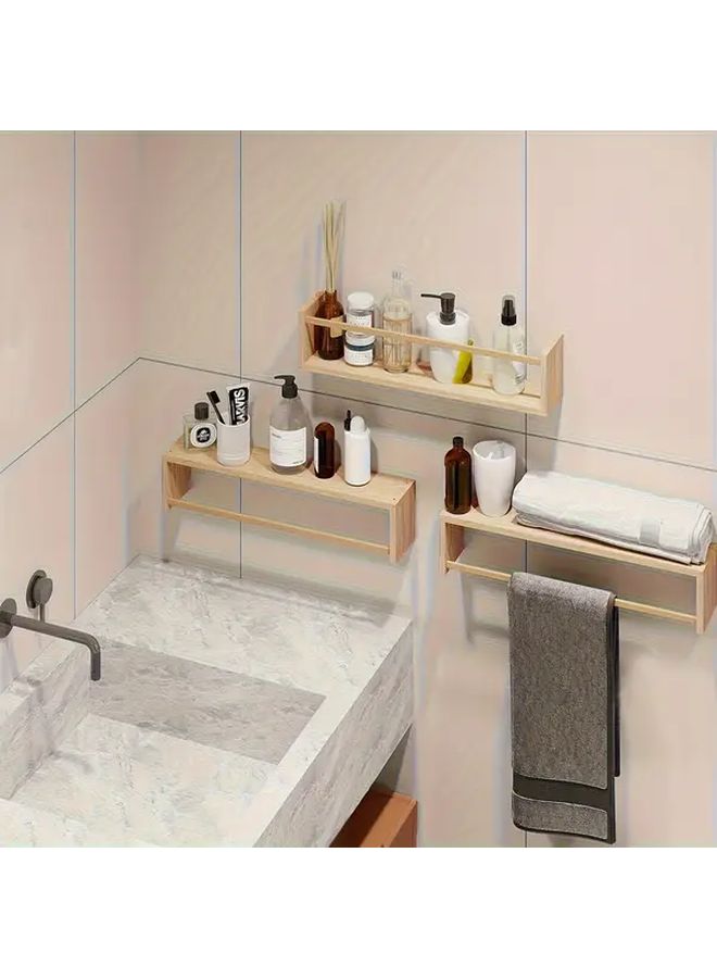 Natural Wood Floating Wall Shelves Set of 3 Classic Rustic Style Wall Mounted Storage for Bathroom Kitchen Bedroom Office Space Saving Home Decor Organizer Quality Craftsmanship - Image 5
