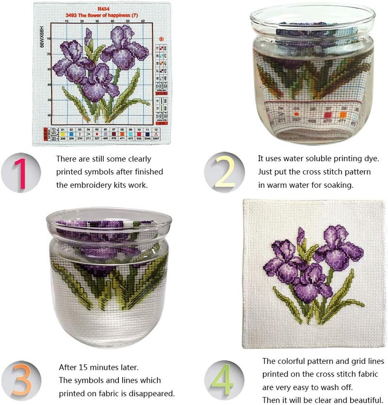 ITSTITCH Printed Cross Stitch Kits 11CT 15X15inch DIY Embroidery Starter Kits Easy Patterns Embroidery for Girls Crafts DMC Stamped Cross-Stitch Supplies Needlework Elephant and Owls - Image 2