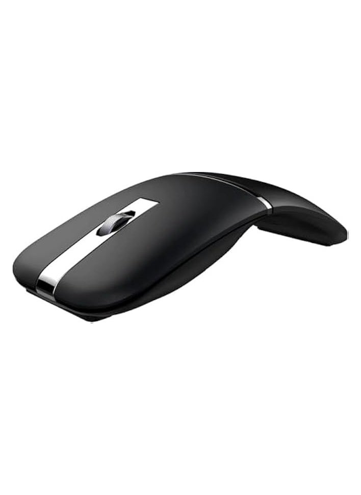 PROMASS - Foldable Arc Wireless Mouse with USB Receiver, 180° Rotation, Silent Click, Bluetooth 2.4GHz Arc Mouse for Laptop, Rechargeable, Ultra Slim, for PC, Laptop, MacBook (Black) - Image 1