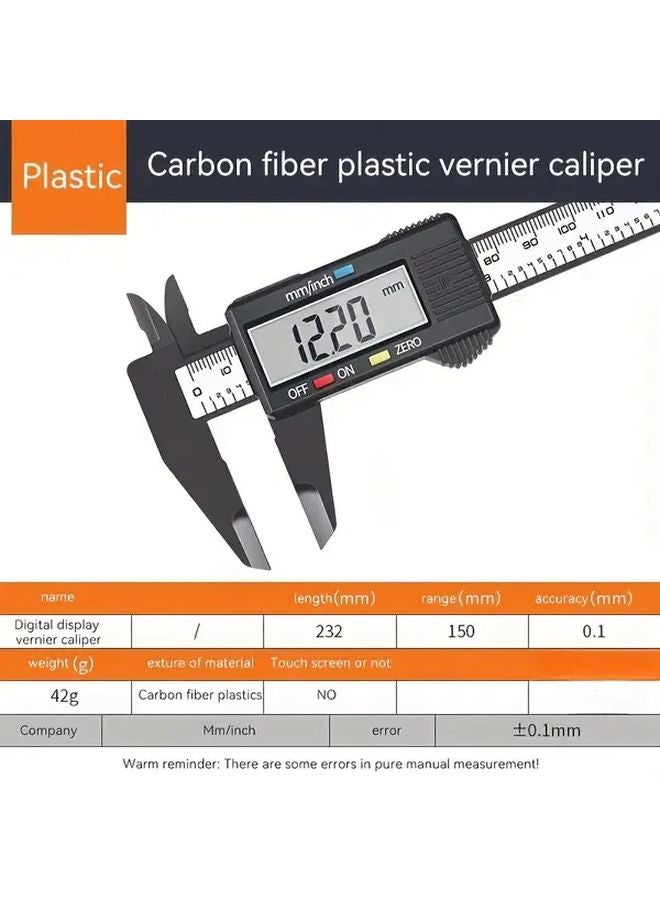 Black Digital Caliper with LCD Display Inch Metric Conversion Precision Measuring Tool - Image 5