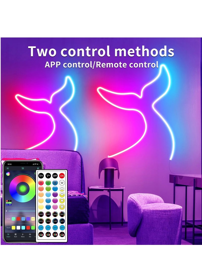 Flushrenic 16.4ft LED neon Lights,with Remote APP Control IP65,Waterproof Flexible Neon Strip Lights,24V RGB Rope Lights,for Bedroom Room Outdoors Decor  - Image 2