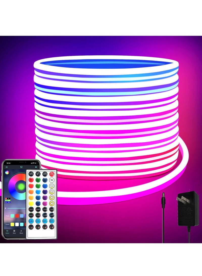 Flushrenic 16.4ft LED neon Lights,with Remote APP Control IP65,Waterproof Flexible Neon Strip Lights,24V RGB Rope Lights,for Bedroom Room Outdoors Decor  - Image 1