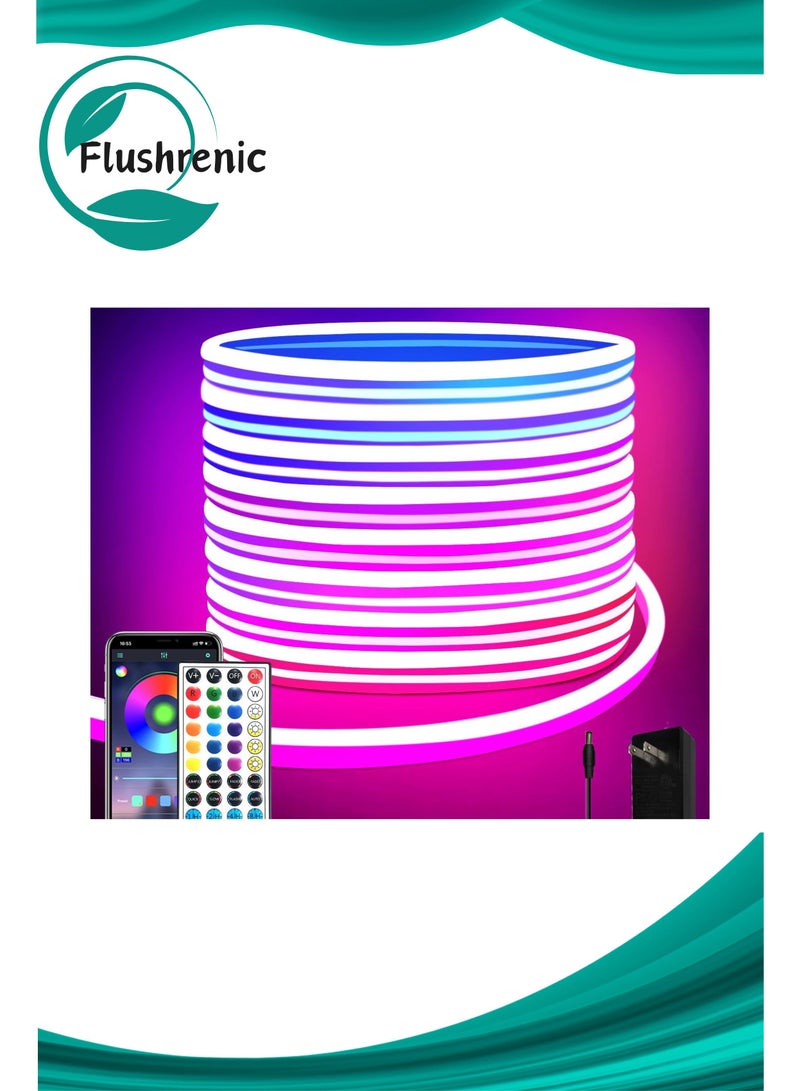 Flushrenic 5 Meter LED neon Lights,with Remote APP Control IP65,Waterproof Flexible Neon Strip Lights,24V RGB Rope Lights,for Bedroom Room Outdoors Decor - Image 1