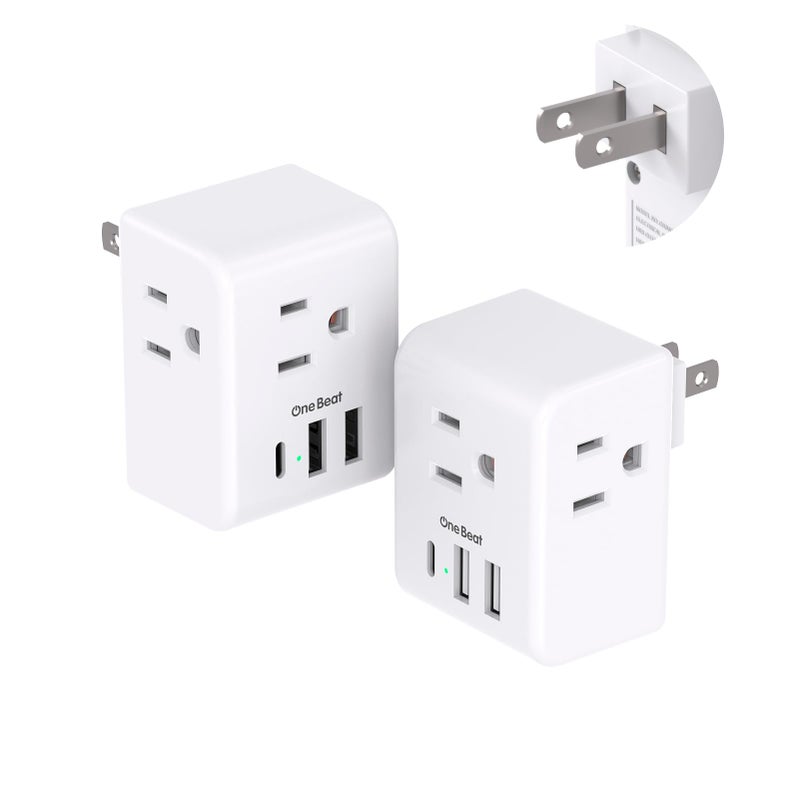 2 Pack US to Japan Plug Adapter 2 Prong to 3 Prong Outlet Adapter with 3 AC Outlets 3 USB Ports1 USB C Type A Travel Power Converter Plug Adaptor for USA to Japanese Canada Mexico Philippines Peru