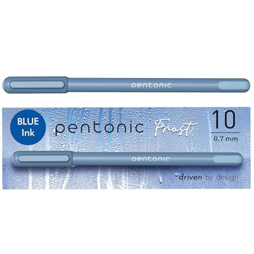 Pentonic Ballpoint Pens, 10 Count, Frosted Pale Blue Barrel with Blue Ink, 0.7 mm Fine Point, Smooth Writing For Journaling & Note Taking (PEN13085) - Image 1