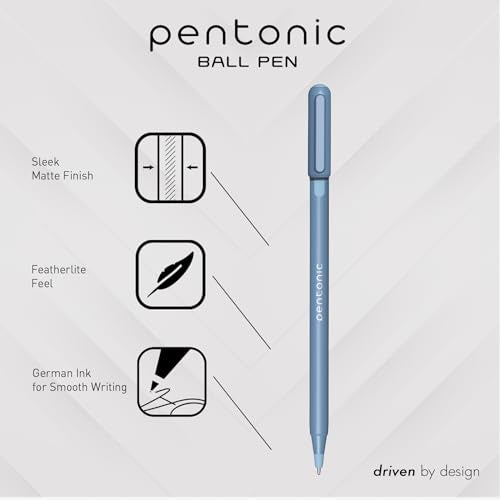 Pentonic Ballpoint Pens, 10 Count, Frosted Pale Blue Barrel with Blue Ink, 0.7 mm Fine Point, Smooth Writing For Journaling & Note Taking (PEN13085) - Image 2