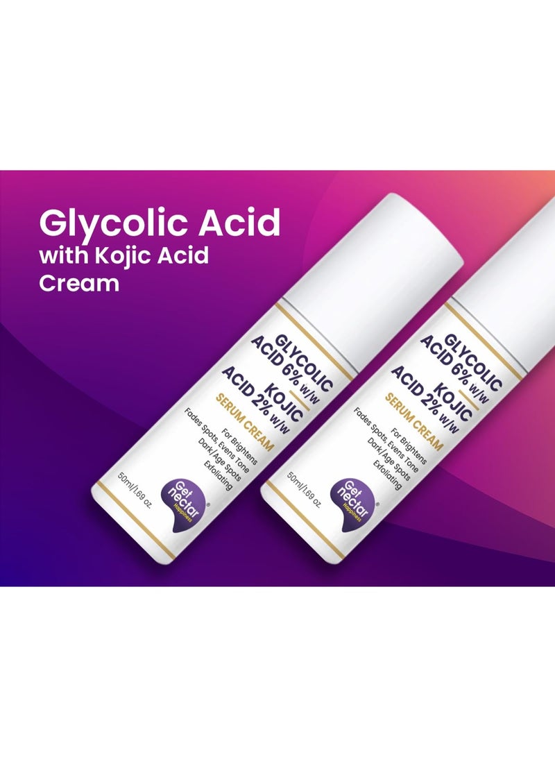 Get Nectar Happiness احصل على مجموعة "Nectar Happiness" المكونة من كريم سيروم عالي الفعالية بحمض الجليكوليك (تركيز 6%) وكريم حمض الكوجيك (تركيز 2%) - للتقشير، وتفتيح البشرة، ومكافحة حب الشباب والشوائب | مناسب لجميع أنواع البشرة | للرجال والنساء (50 مل × 2) - Image 4