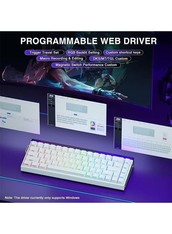 أولا لوحة مفاتيح ألعاب سلكية AULA HERO 68 HE 60%، لوحة مفاتيح مغناطيسية بتأثير هول مع تشغيل قابل للتعديل، وضع تشغيل سريع، معدل استطلاع 8 كيلو هرتز، زمن انتقال 0.125 مللي ثانية، أغطية مفاتيح PBT مطبوعة جانبية، إضاءة خلفية RGB - Image 3