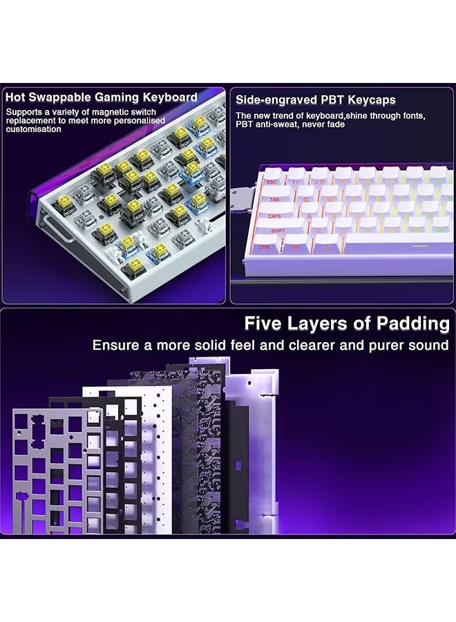 أولا لوحة مفاتيح ألعاب سلكية AULA HERO 68 HE 60%، لوحة مفاتيح مغناطيسية بتأثير هول مع تشغيل قابل للتعديل، وضع تشغيل سريع، معدل استطلاع 8 كيلو هرتز، زمن انتقال 0.125 مللي ثانية، أغطية مفاتيح PBT مطبوعة جانبية، إضاءة خلفية RGB - Image 4