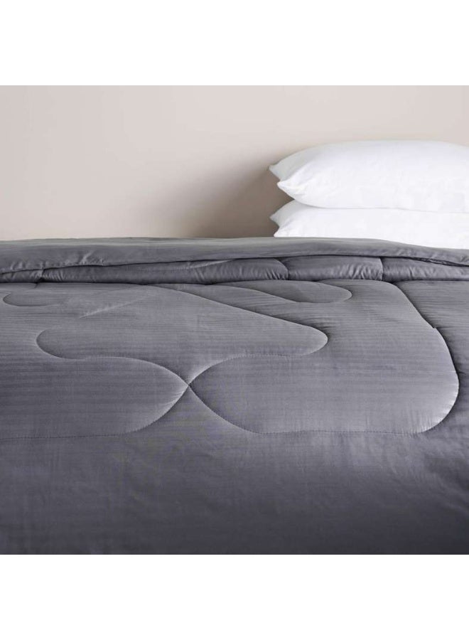 Pan Home Stria Microfiber Satin Stripe Comforter 220x240cm - Charcoal - Image 2