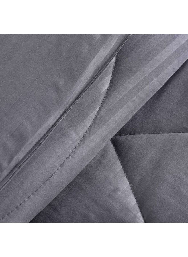 Pan Home Stria Microfiber Satin Stripe Comforter 220x240cm - Charcoal - Image 3