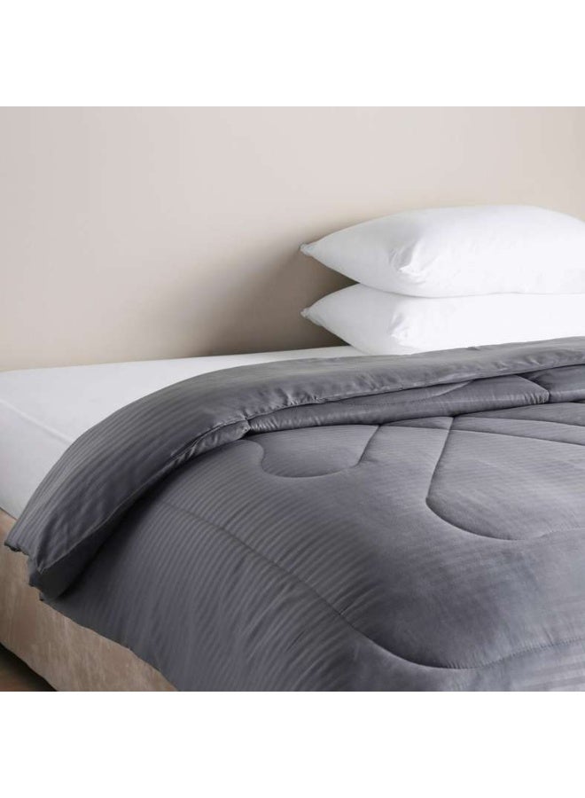 Pan Home Stria Microfiber Satin Stripe Comforter 220x240cm - Charcoal - Image 1