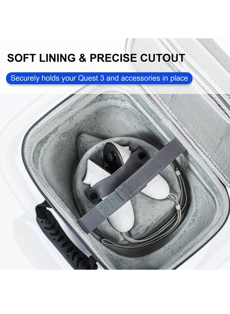 KASTWAVE Carrying Case for Meta Quest 3, Travel Storage Case for Oculus Quest 3 with Elite Strap, Controllers and Other Accessories, Hard Case and Soft Lining for Travel and Storage - Image 4