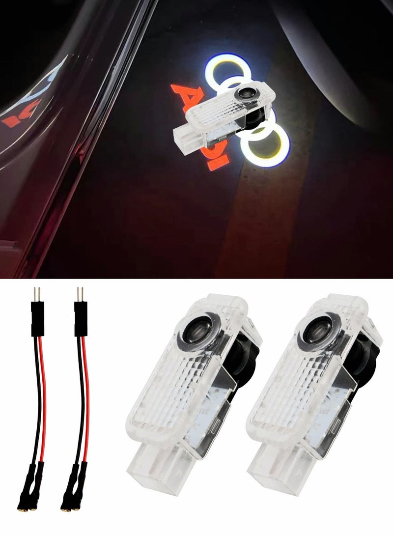 LED Car Door Logo Lights, Welcome Lights Puddle Light Ghost Shadow Compatible with Accessories A1/A3/A4/A5/A6/A7/A8/B5/B6/B7/B8/C5/C6/C7/Q3/Q5/Q7/TT/8V/R8/8L/8P Series 2Pcs