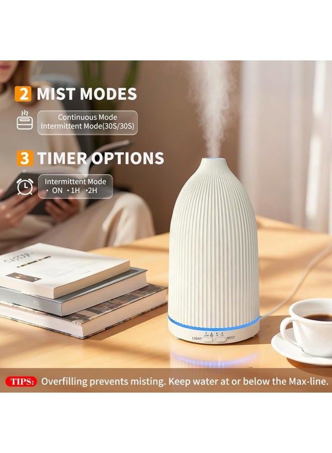 URPOWER 100ML Essential Oil Diffuser Ultrasonic Cool Mist Humidifier with 7 LED Lights, Timer & Auto-Off Quiet Aromatherapy Scent Diffuser for Home Bedroom Office Relaxation (Beige) - Image 2