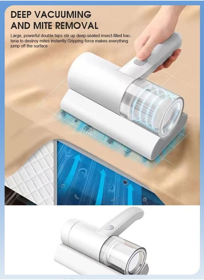 Toshionics - Portable Electrical Mites Remover Dust Collector Handheld Wireless Vacuum Cleaner Household Home Instrument Mini Sterilizer Rechargeable Brush with Large Suction for Bed Pillows Cloth Sofas and Carpet - Image 1