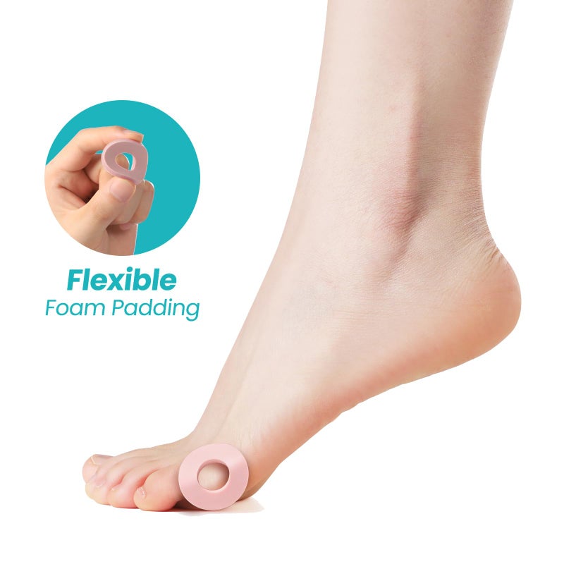 Promifun Callus Cushions for Bottom of Foot - Round Foam Padding with Water-Resistant Self-Stick Adhesive - Corn Cushions for Toes and Feet, Reduce Pain, Pressure and Friction from Shoes (Pink, 32 Count) - Image 4