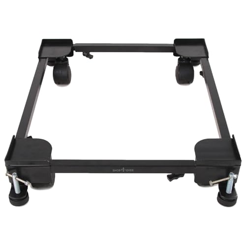 Shop4Ever Adjustable Heavy Duty Washing Machine Stand with Wheels | Fits Semi/Front/Top Load | Multi-Use Fridge & Cooler Base | Anti-Vibration Pads | Rust-Proof Metal - Image 1