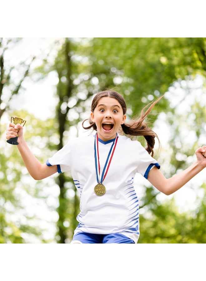 Lemon 6 Pcs Mini Trophies and 6 Pcs Gold Plastic Winner Medals, Gold Trophy Award, Plastic Trophies for Kids, Award Trophies for Party Favors, Props, Rewards, Winning Prizes, Competitions Ceremony Parties Favor - Image 3