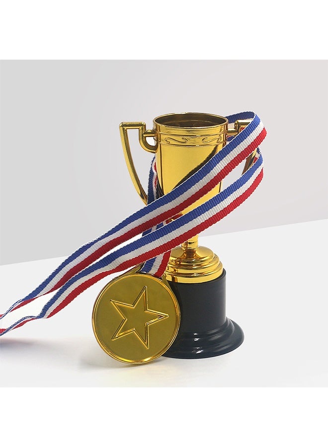 Lemon 6 Pcs Mini Trophies and 6 Pcs Gold Plastic Winner Medals, Gold Trophy Award, Plastic Trophies for Kids, Award Trophies for Party Favors, Props, Rewards, Winning Prizes, Competitions Ceremony Parties Favor - Image 4