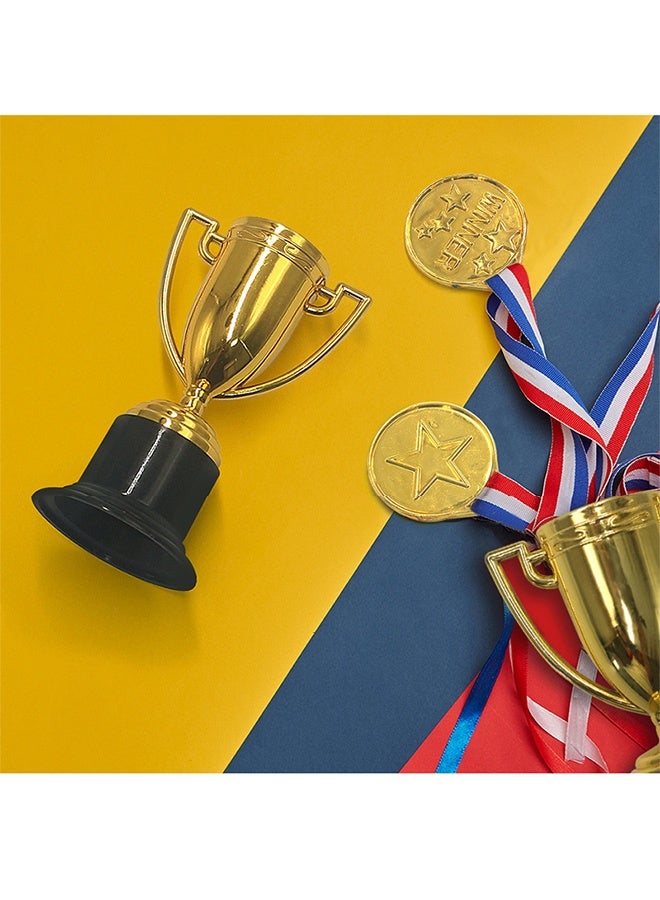 Lemon 6 Pcs Mini Trophies and 6 Pcs Gold Plastic Winner Medals, Gold Trophy Award, Plastic Trophies for Kids, Award Trophies for Party Favors, Props, Rewards, Winning Prizes, Competitions Ceremony Parties Favor - Image 2