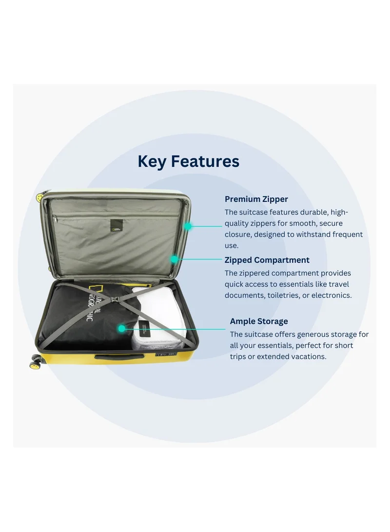NATIONAL GEOGRAPHIC National Geographic Globe ABS Hard Shell Carry-On Small Cabin Suitcase Yellow, Durable Lightweight Travel Luggage, 4 Double Wheel Trolley Bag with TSA Combination Lock (49 cm/20 Inch).