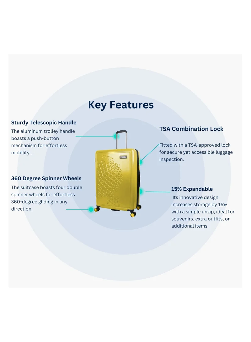 NATIONAL GEOGRAPHIC National Geographic Globe ABS Hard Shell Carry-On Small Cabin Suitcase Yellow, Durable Lightweight Travel Luggage, 4 Double Wheel Trolley Bag with TSA Combination Lock (49 cm/20 Inch).