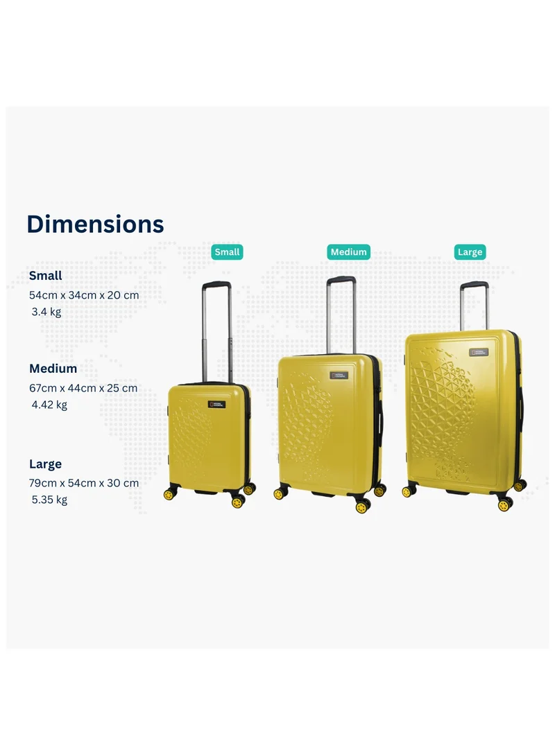NATIONAL GEOGRAPHIC National Geographic Globe ABS Hard Shell Carry-On Small Cabin Suitcase Yellow, Durable Lightweight Travel Luggage, 4 Double Wheel Trolley Bag with TSA Combination Lock (49 cm/20 Inch).