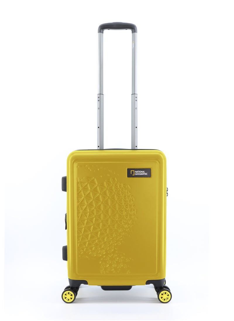 NATIONAL GEOGRAPHIC National Geographic Globe ABS Hard Shell Carry-On Small Cabin Suitcase Yellow, Durable Lightweight Travel Luggage, 4 Double Wheel Trolley Bag with TSA Combination Lock (49 cm/20 Inch).  - Image 1
