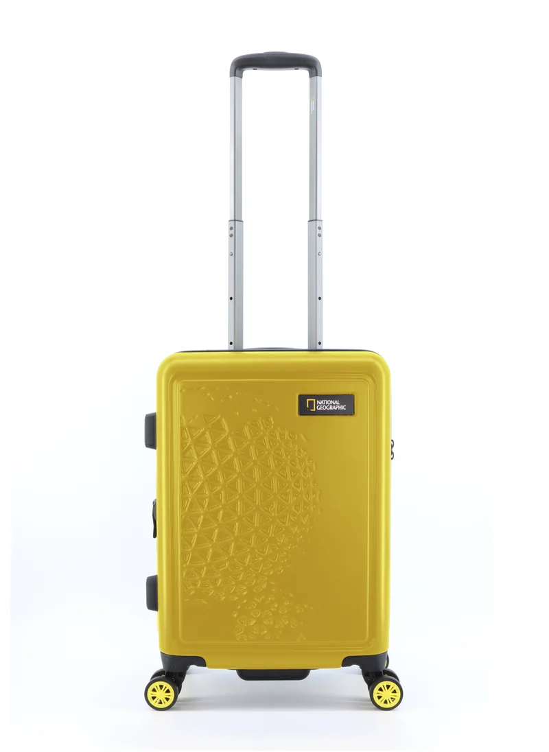 ناشيونال چيوغرافيك National Geographic Globe ABS Hard Shell Carry-On Small Cabin Suitcase Yellow, Durable Lightweight Travel Luggage, 4 Double Wheel Trolley Bag with TSA Combination Lock (49 cm/20 Inch).