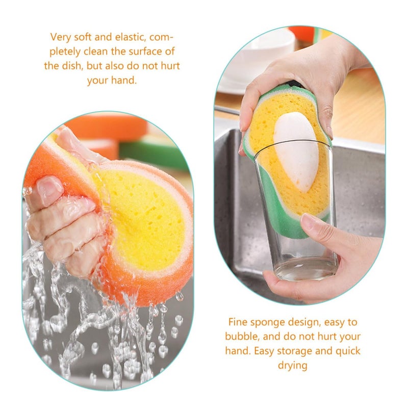 Fruit Shaped Kitchen Sponges 8PCS Set Thickened Soft Non Scratch Dishwashing Cleaning - Image 4