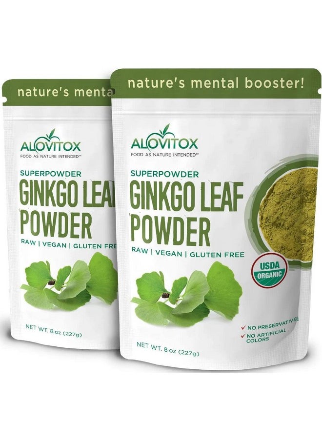 ALOVITOX - Ginkgo Biloba Powder 8Oz (2Pcs) Ginkgo Biloba Tea Supports Healthy Aging Ginkgo Biloba Powder ; Ginkgo Biloba Organic Natural Ginko Leaf Extract Vegan Nongmo & Certified Ginkgo Powder Organic - Image 1