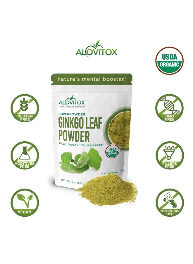 ALOVITOX - Ginkgo Biloba Powder 8Oz (2Pcs) Ginkgo Biloba Tea Supports Healthy Aging Ginkgo Biloba Powder ; Ginkgo Biloba Organic Natural Ginko Leaf Extract Vegan Nongmo & Certified Ginkgo Powder Organic - Image 1