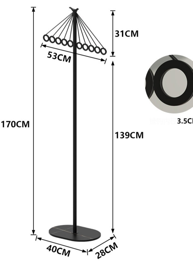 CityRiya-Long Coat Rack Freestanding Clothes Stand Garment Rack Clothes Rack Metal Coat Racks Hanger Stand Clothes Rail Stand Clothes Hanger Organizer with Marble Base for Hanging Clothes, Hats, Bags  - Image 5