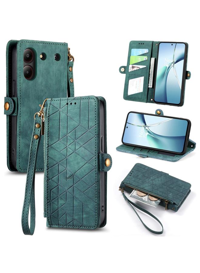 Case For ZTE Blade A54 Geometric Zipper Wallet Side Buckle Leather Phone Case