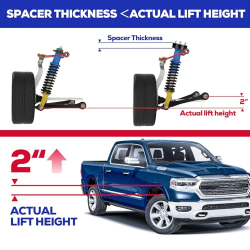 KSP PERFORMANCE KSP 2in Front Lift Kit for Ram 1500 2009-2024, 2" Leveling Lift Kit for Dodge Ram 1500 4WD, Aluminum Suspension Level Kit with CNC Strut Spacers - Image 4