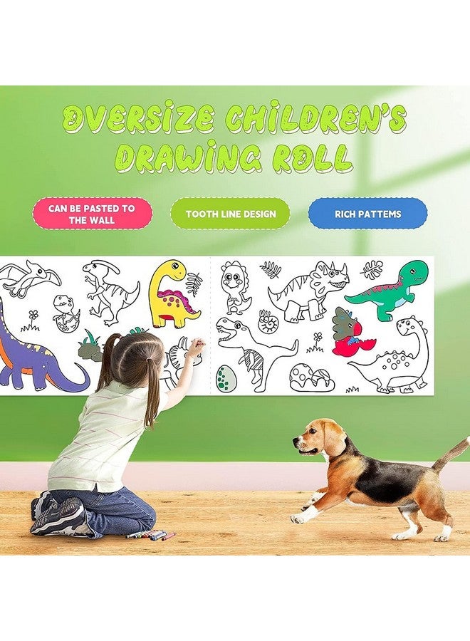 KolorFish KolorFish Coloring Re-Stick Drawing Paper Roll for Kids, 118 x 12 Inch Large Coloring Poster for Toddlers, Art Paper Crafts Coloring Tablecloth Ideal Gift for Class Home Birthday Party (Dinosaur) - Image 2