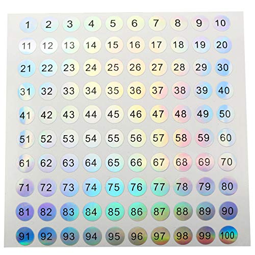 Ruiwaer 8 Sheets Consecutive Laser Number Stickers Small Round Labels Self Adhesive Tags Stickers Home School Office Decoration (4 Sheets 1 to 100 + 4 Sheets 101 to 200) - Image 3
