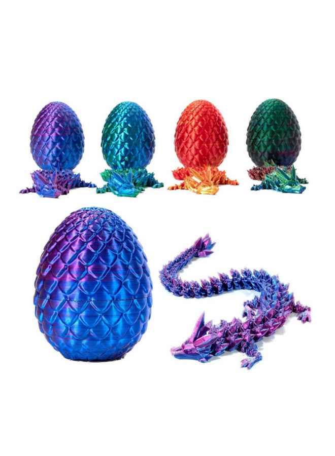 4 قطع بيضة تنين بلورية مطبوعة ثلاثية الأبعاد مع مفاصل كاملة الجسم قابلة للحركة، لعبة تنين مفصلية دوارة، ألعاب إبداعية لتخفيف الضغط - Image 1