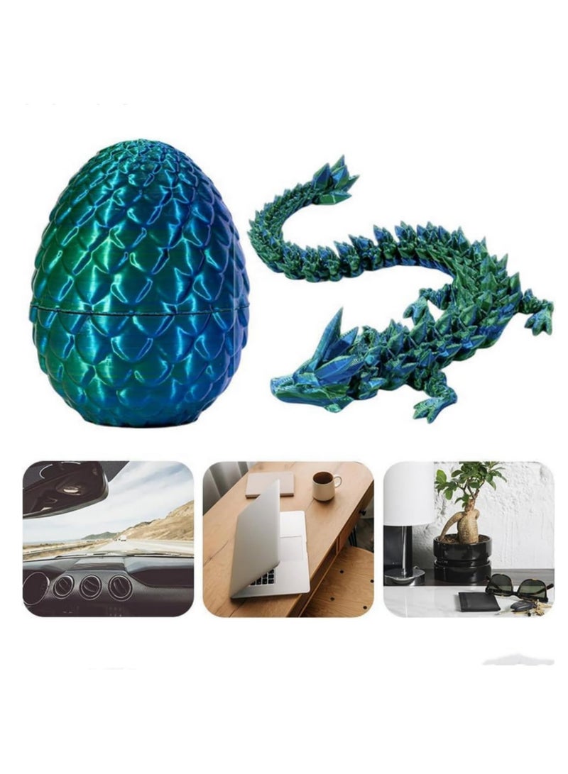 4 قطع بيضة تنين بلورية مطبوعة ثلاثية الأبعاد مع مفاصل كاملة الجسم قابلة للحركة، لعبة تنين مفصلية دوارة، ألعاب إبداعية لتخفيف الضغط - Image 4