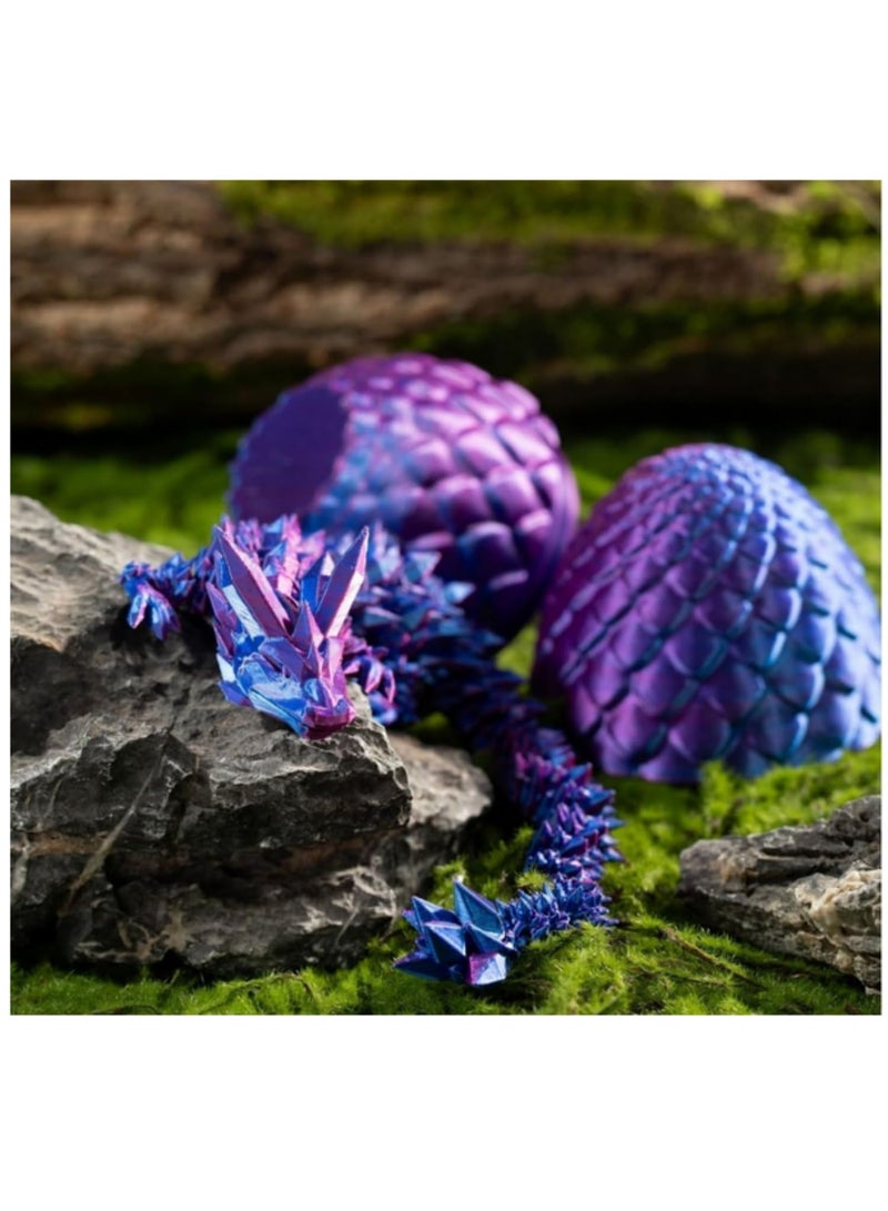 4 قطع بيضة تنين بلورية مطبوعة ثلاثية الأبعاد مع مفاصل كاملة الجسم قابلة للحركة، لعبة تنين مفصلية دوارة، ألعاب إبداعية لتخفيف الضغط - Image 5