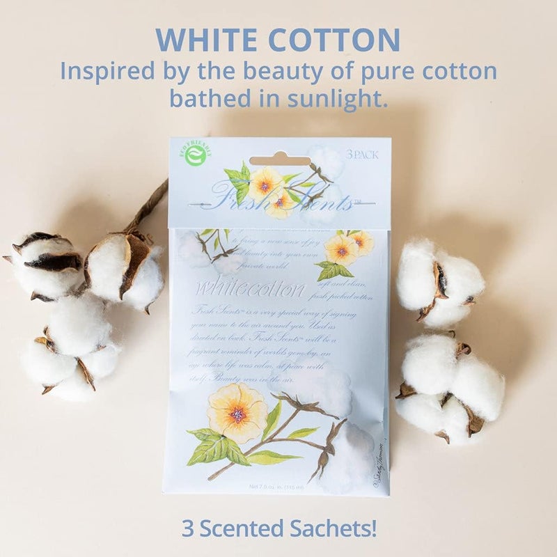 WILLOWBROOK | Fresh Scents Scented Sachet Packet | White Cotton | Air Freshener Bags for Drawers, Closets, Cars | 3 Pack | Long Lasting Home Fragrance - Image 1