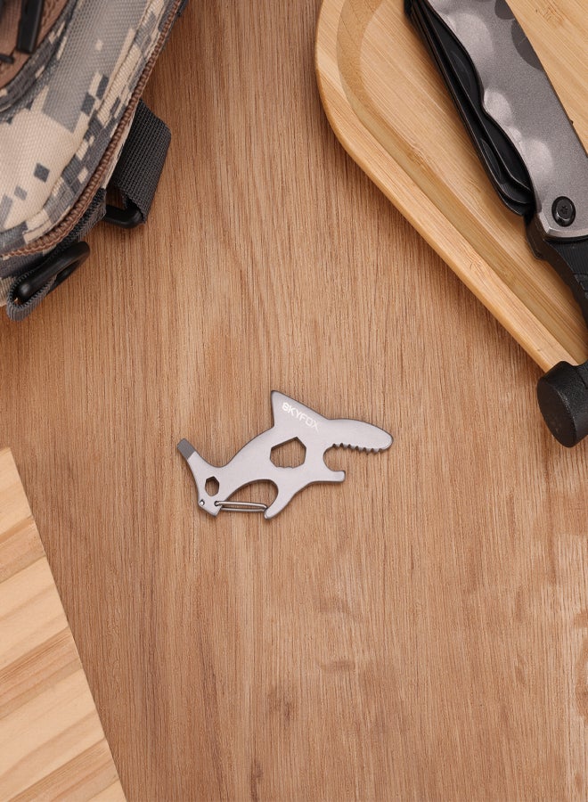 SkyFox Multitool Carabiner Clip Keychain with AirTag Case, EDC Credit Card Tool with Bottle Opener,Screwdriver, Hex Wrench,Pry Bar for Hiking Camping Travel Adventure Tools - Image 4