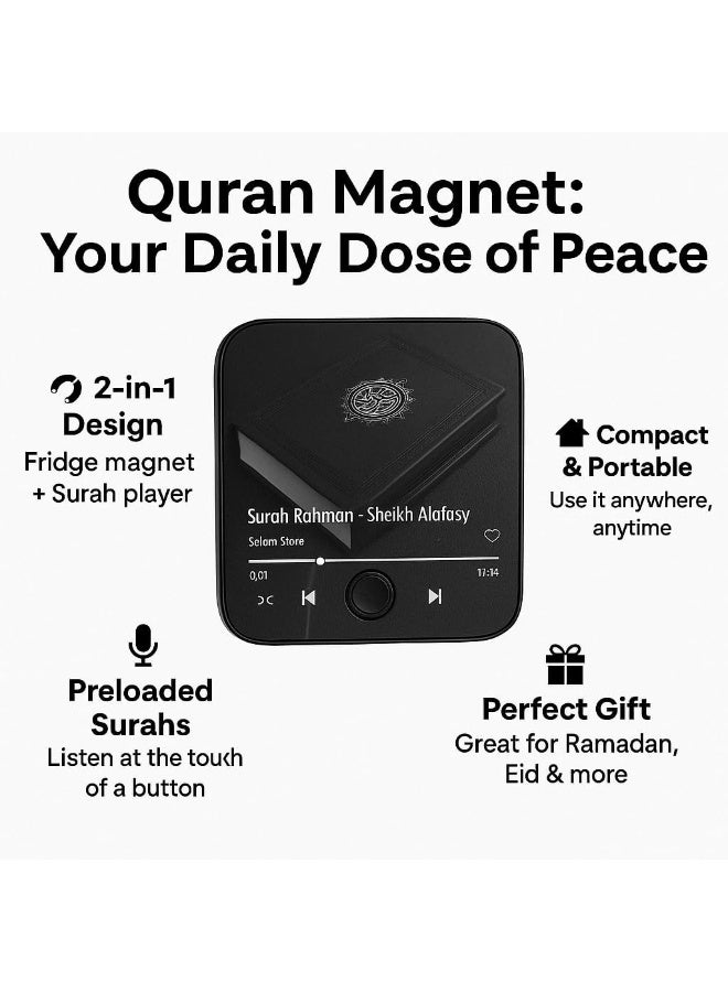Vierex Quran Magnet with Built-in Surah Player, 2-in-1 Islamic Fridge Magnet with Preloaded Surah Rahman, Rechargeable, Perfect Ramadan and Eid Gift for Muslims - Image 3