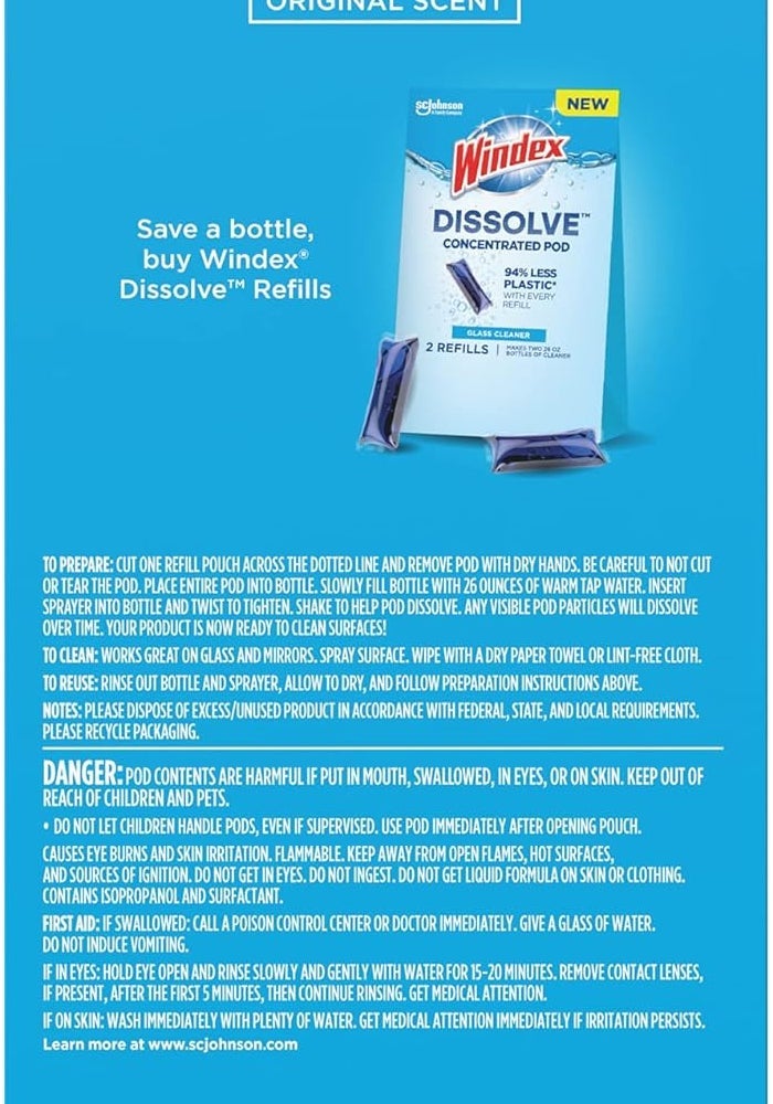 Windex Dissolve Concentrated Pod Glass Cleaner Starter Kit with Reusable Spray Bottle - Image 5