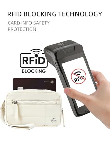 WESTBRONCO Wristlet Wallets for Women Nylon Quilted RFID Wallet with 3 Zipper Purse for Travel Credit Card Holder Phone Organizer(Beige) - Image 4